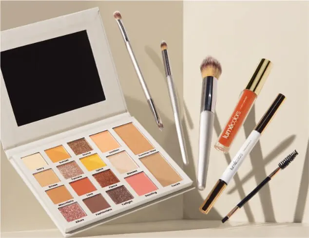 Isi Bundling DNLCED: Day & Night Palette, kuas, Velvet Lipcoat, Eyeconic Duo dan Duo Eyebrow Brush