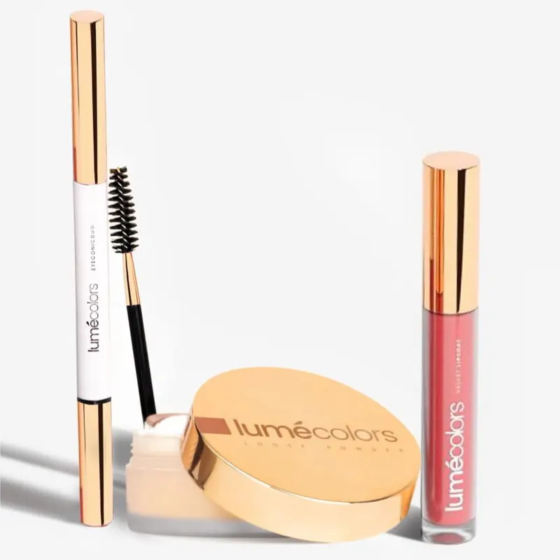 Isi Starter Bundling: Eyeconic Duo, dual brush, Loose Powder dan Velvet Lipcoat